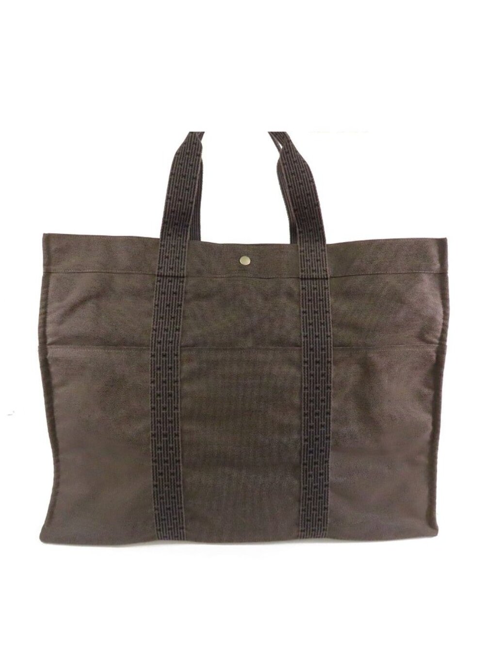 Hermes Her Line TGM Gray Silver Polyester Polyamide Nylon Tote Bag
